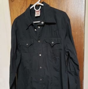 Mens True Religion Jeans Solid Black Western Shirt